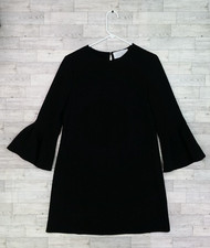 Women's Lela Rose Pearl Bell Sleeve Black Formal Shift Dress Size 6