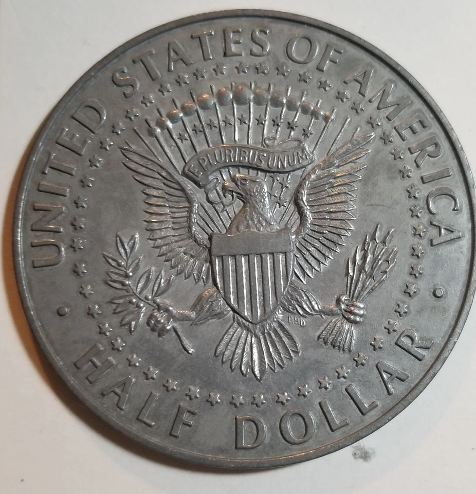 Kennedy 3" Metal Medallion 1964 Novelty Coin Half Dollar Design - Image 4 of 4