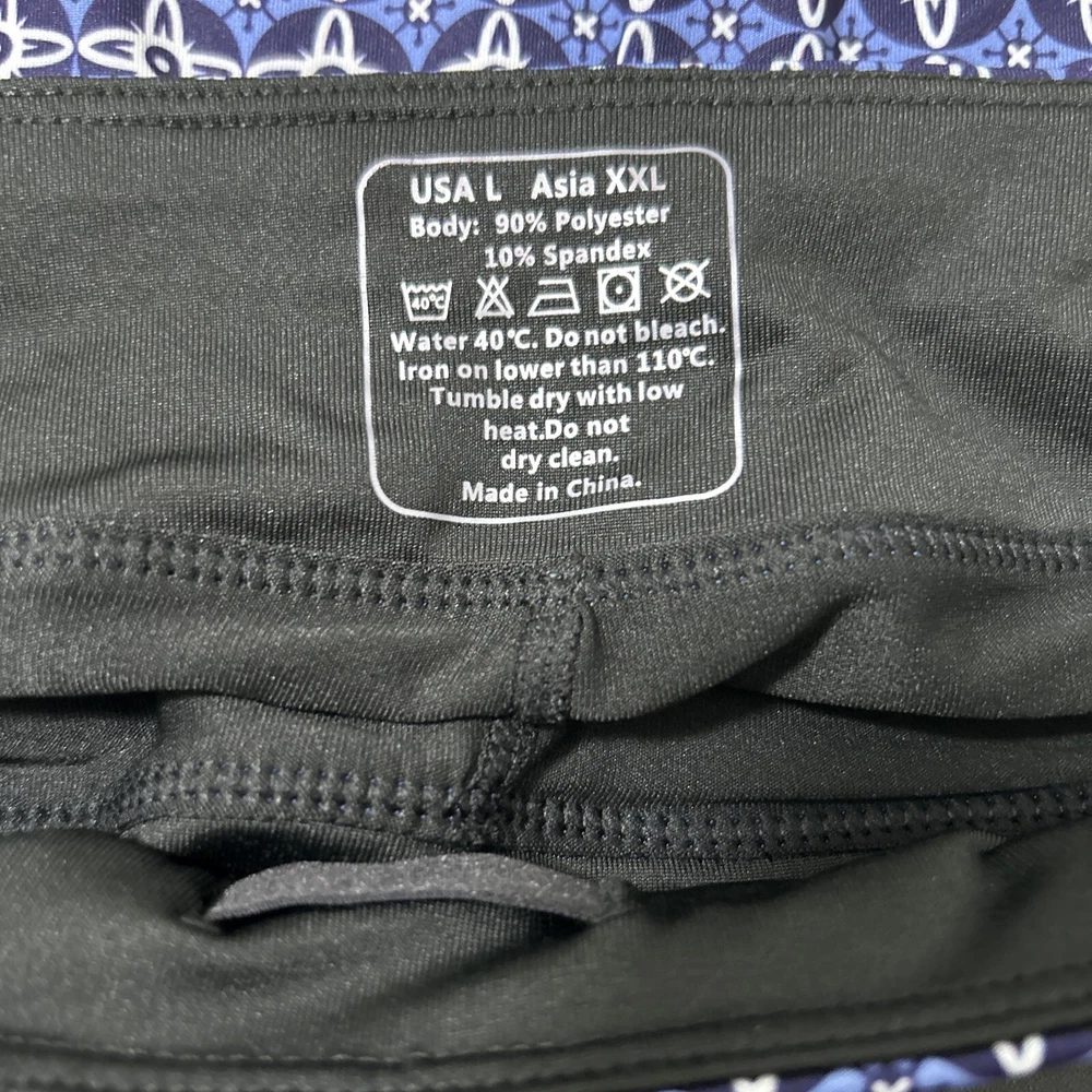 Women's Blue Geometric Tennis Skort with Hidden Pocket – Stretchy & Comfortable – Size Large – Asian Fit