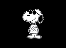 Snoopy Joe Cool WHITE vinyl decal for car windows weatherproof 4.8 x 3.5" USA