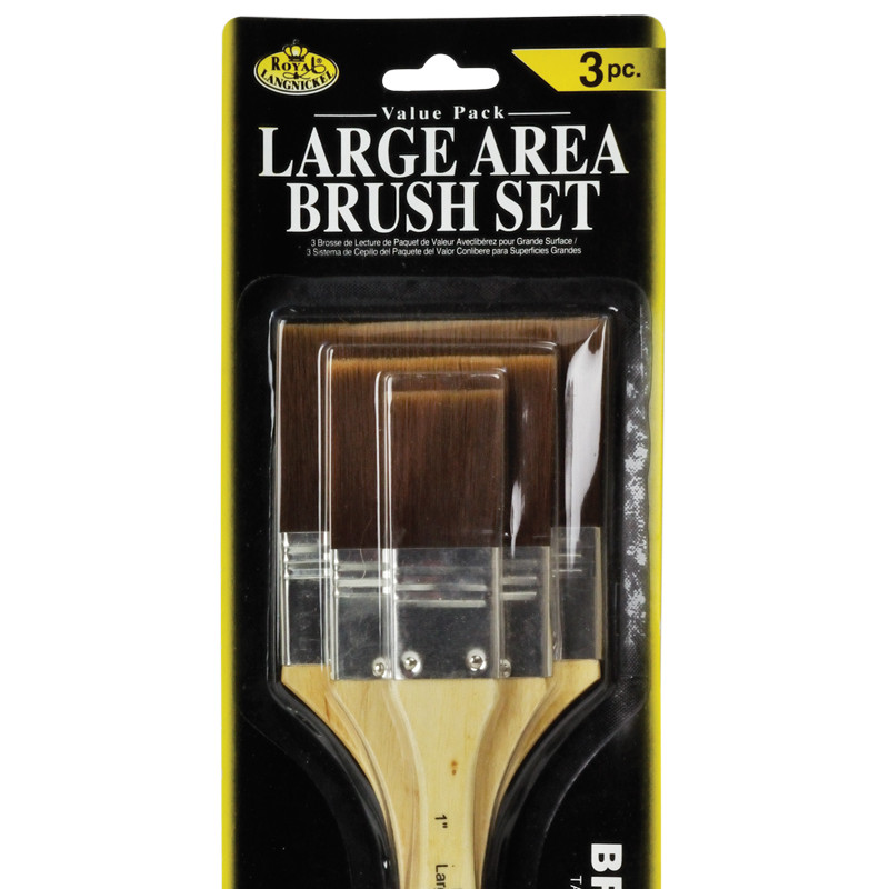 Royal & Langnickel Brown Taklon Flat Large Area Brush Set (3pc)
