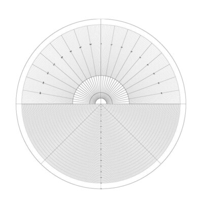 Overlay Chart Radial Lines&Circle for Mitutoyo 512066/12AAM587 Profile Projector