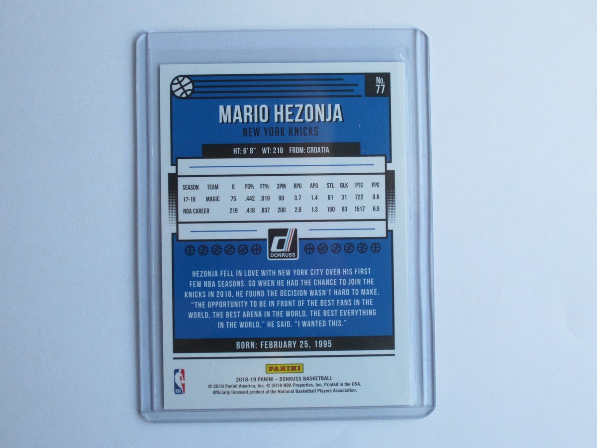2018-19 Donruss NBA Press Proof Silver Mario Hezonja #77 /349 New