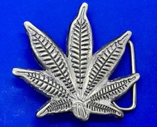 Marijuana Cannabis Pot Weed Leaf Cutout Hippy Vibe Silver Color Belt Buckle