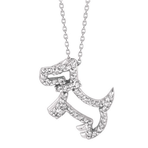 0.25 Carat Natural Diamond Dog Necklace Pendant 14K White Gold G SI eBay