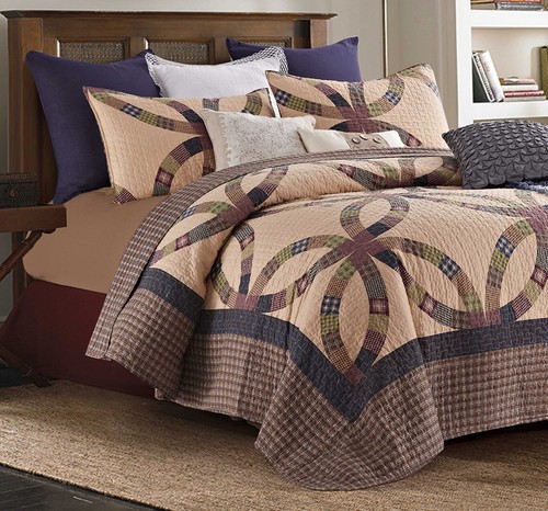 PRIMITIVE WEDDING RING 3p King QUILT 