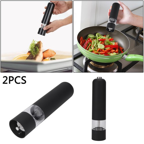 2Pack-Black-Electric-Salt-and-Pepper-Mill-Ceramic-Grinder-Battery-Operated