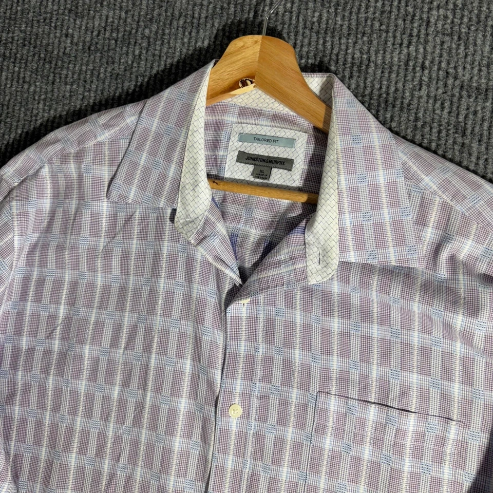 Camisa de Vestir Johnston & Murphy Ajuste A Medida XL Cuadros Manga Larga Iglesia Trabajo Foto 2 de 4