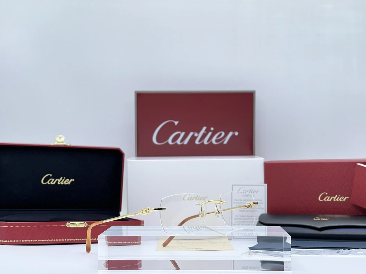 Occhiali Cartier Double C Rectangle Oro Massiccio 18K CT0069O 100
