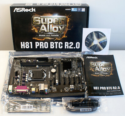 New ASRock H81 Pro BTC R2.0 Mainboard Intel LGA 1150 6 PCIe Mining Motherboard