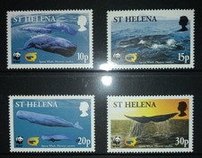 WWF ST.HELENA SET OF 4 SPERM WHALE MNH .