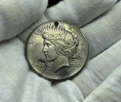 1921 Peace Dollar , Key Date , XF Details - Holed , Nice Coin, Silver T65