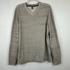 14th Union Sweater Mens Large V Neck Beige Cotton Classic Capsule Minimalist