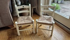 Pair of Childrens Infant Toddler Wooden Seats Chairs Solid Wood Ivory Nursery