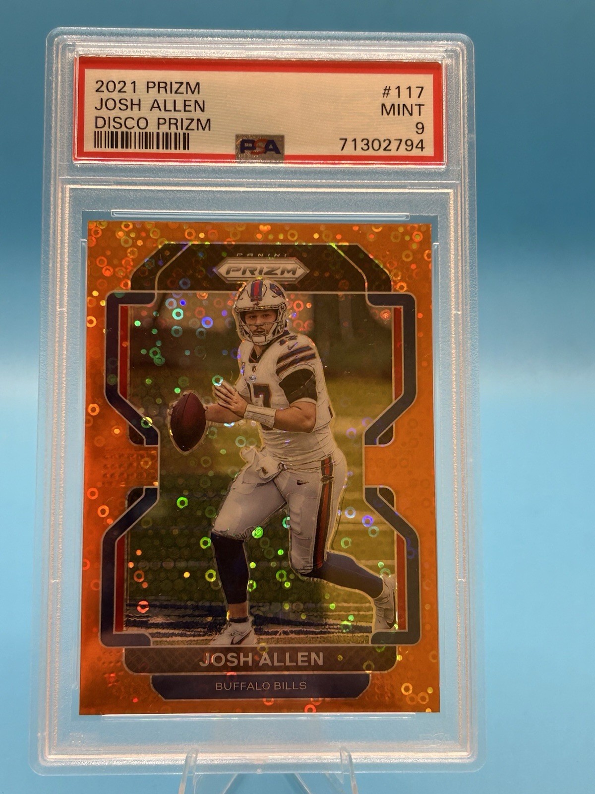 2021 Prizm Josh Allen Orange Disco Prizm  PSA 9 MINT Buffalo Bills #117 view 11