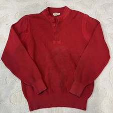 Vtg LL Bean Henley Sweater Mens Large Tall Heavyweight Fisherman Cotton USA Made