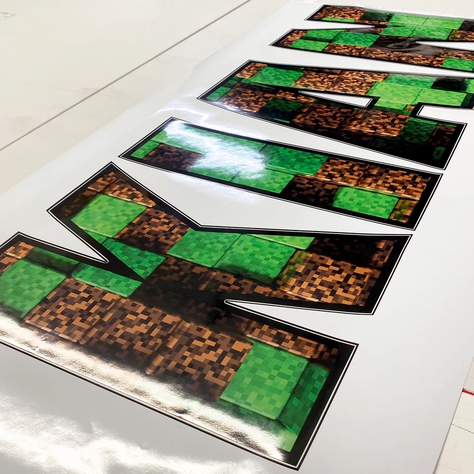 Kids Personalised Name Sticker MINE Bedroom Wall Decal MINING CRAFT Boys Girls - Image 4 of 4