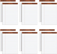 8.5 x 11 3/4 Legal Pads, 12 Pack, The Legal Pad Brand, Wide Ruled, White Paper,