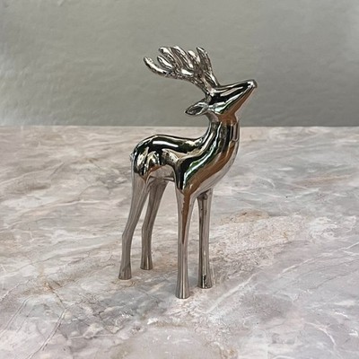 Metal Reindeer Figure Statue Decor 6.75'' Tall