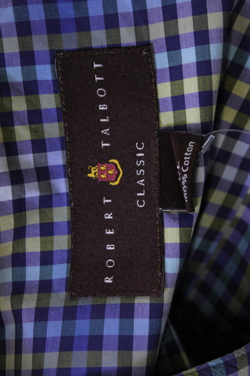 Robert Talbott Mens Button Front Collared Gingham… - image 4