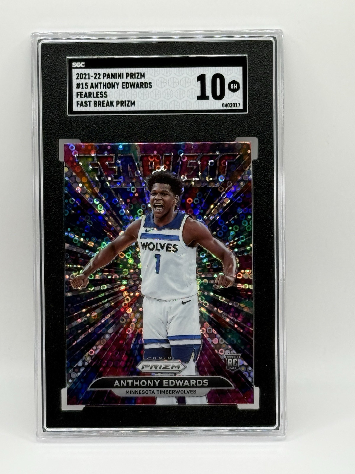 2021-22 Panini Prizm ANTHONY EDWARDS Fearless Fast Break Disco #15 SGC 10