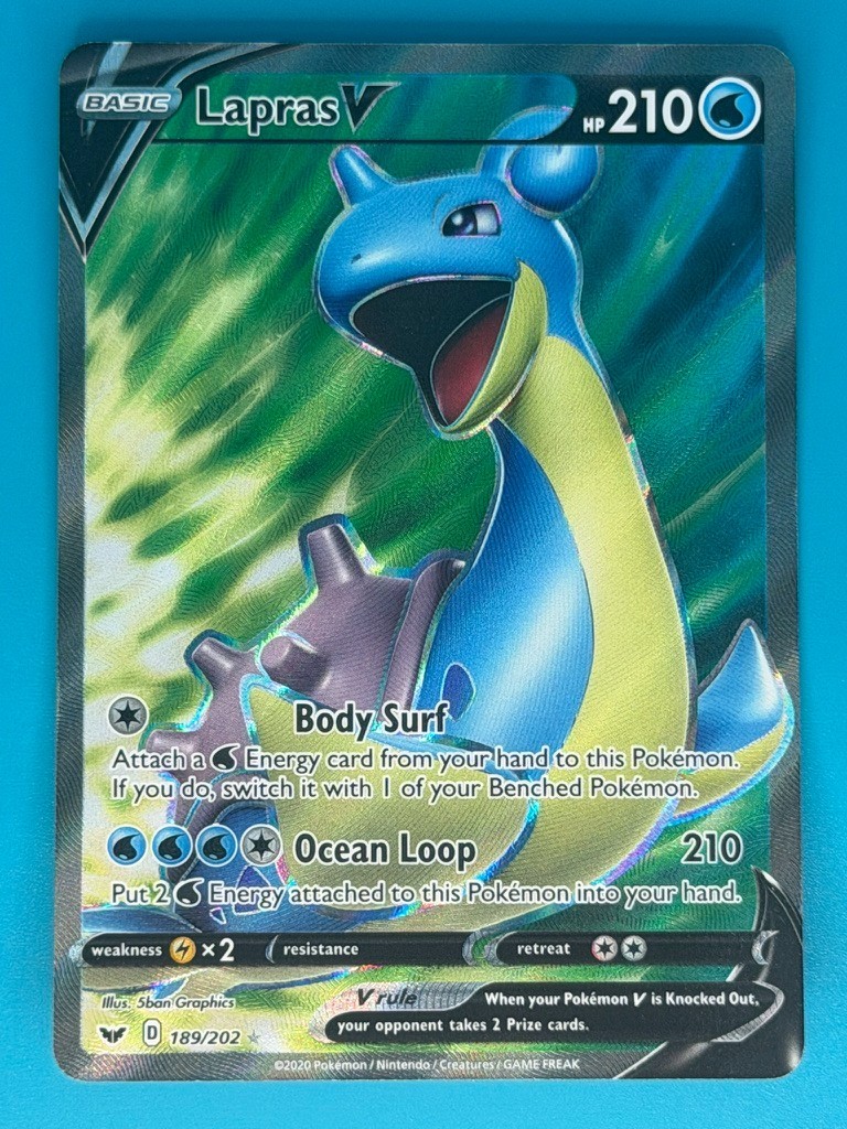 Pokemon - Lapras V (189/202) (Sword & Shield Base Set) *Near Mint - NM*