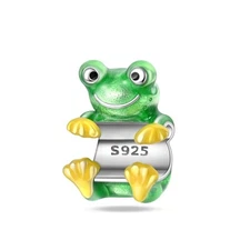 KUNSIR 925 Sterling Silver Rock Climbing Frog Bead Charm For Bracelets DIY Charm