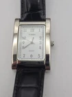 Vintage Timex Quartz Silver tank style watch Black Band NEW BATTERY Working