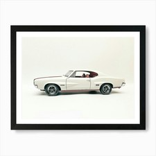 Toy Car 67 Pontiac Gto White Art Pr Framed Wall Art Poster Canvas Print Picture