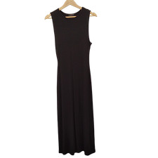 Quince Women Tencel Rib Knit Tank Midi Dress Black Basic Sleeved L