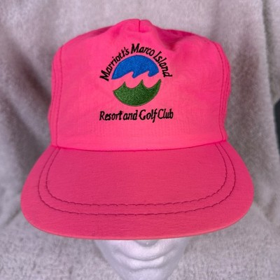 Vintage Mens Marco Island Florida Marriot Resort & Golf Resort Hat 90's Hot Pink