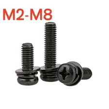 M2-M8 Phillips Rounded Head Screws Combination Bolts Carbon Steel Zinc Plated