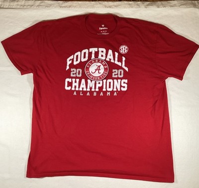 Alabama Crimson Tide 2020 SEC Football Champions Fanatics Red 2XL Shirt USED