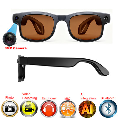 4K AI Smart Glasses Camera Bluetooth Call Voice Assistant Music and Translate