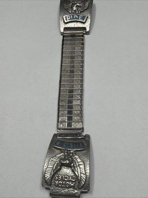Native American Navajo M.C Watch Band With Motorcycle Emblem And Turquoise Inlay