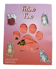 Walgreens - "Feline Fine" - Soft Fuzzy Socks ~ 1 Pair - Orange - Shoe Size: 4-10