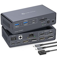 Thunderbolt 4 kvm Switch Docking Station for 2 Monitors 2 laptops or Macbooks
