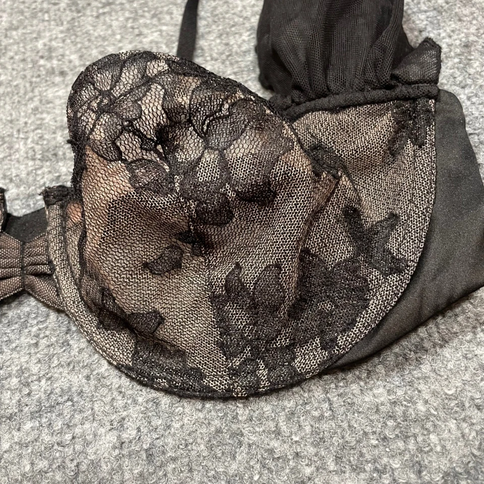 Sujetador VICTORIAS SECRET MUY SEXY Negro Encaje Transparente Balconette 36C Foto 4 de 4