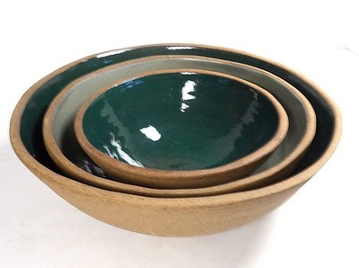 SET OF 3 BRET BORTNER WABI SABI TERRA COTTA NESTING BOWLS