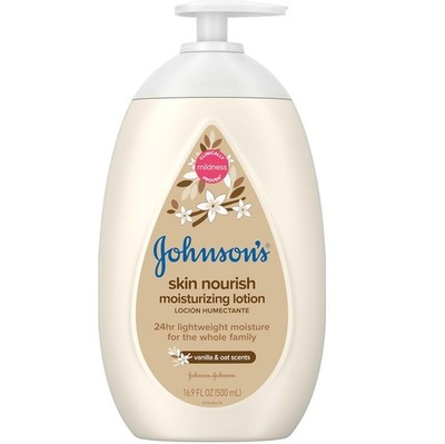 Johnson's Vanilla & Oat Nourish Moisturizing Baby Lotion for Dry Skin 16.9 Oz.
