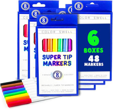 Super Tip Washable Markers 48 Count Bulk Pack for Kids Classroom Coloring