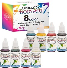 Custom Body Art 1-oz 8 Color Primary AirbrushWater Base Face-Body 8 Kit