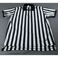 Rawlings Mens XXL Referee Shirt Black White Striped Quarter Zip Official Jersey
