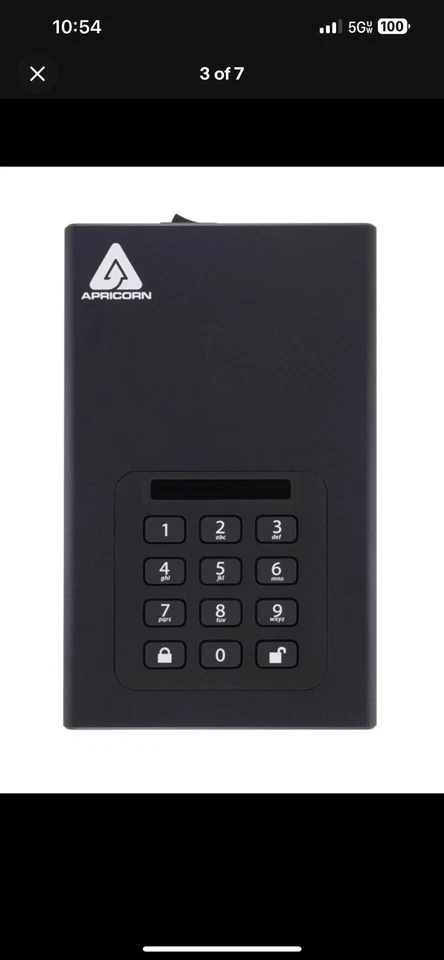 Unidad USB cifrada con candado Aegis DT Fips 256 bits 16 TB Foto 3 de 4