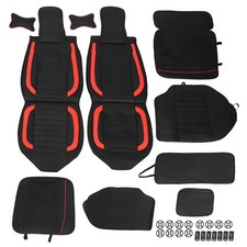 Car 5 Seat Covers Full Set Waterproof Leather Universal For Auto Sedan Suv Red