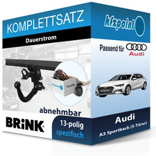 Für Audi A3 Sportback 19- BRINK Anhängerkupplung abnehmbar + 13polig E-Satz neu