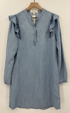 Cloth & Stone Anthropologie Dress Womens Small Blue Soft Lyocell Ruffle NEW