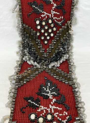 Antique Victorian 82” Needlepoint Beaded Bell Pull Possibly Native American - Picture 8 of 24