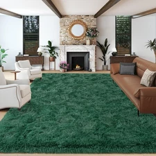 Super Fluffy Area Rugs 9x12, Big Modern Shag Green Rug for Living Room, Soft ...