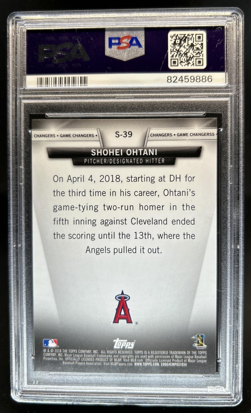 2018 Topps Update Shohei Ohtani Salute RC Rookie #S-39 Angels PSA 10 GEM MINT view 2